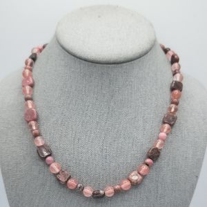 5 for $25! Elegant Pink Genuine Stone Beaded Necklace